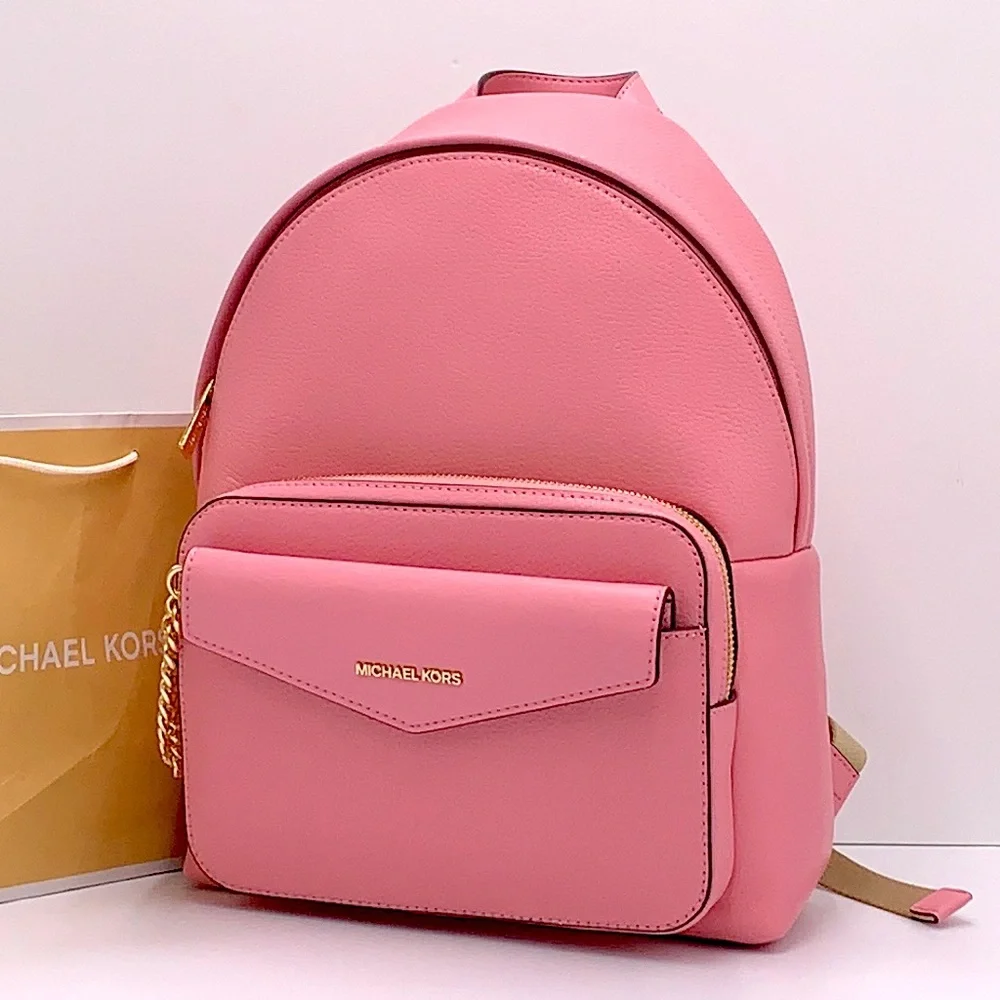 MICHAEL KORS Maisie Medium Pebbled Leather 2-in-1 Backpack Carnation NWT